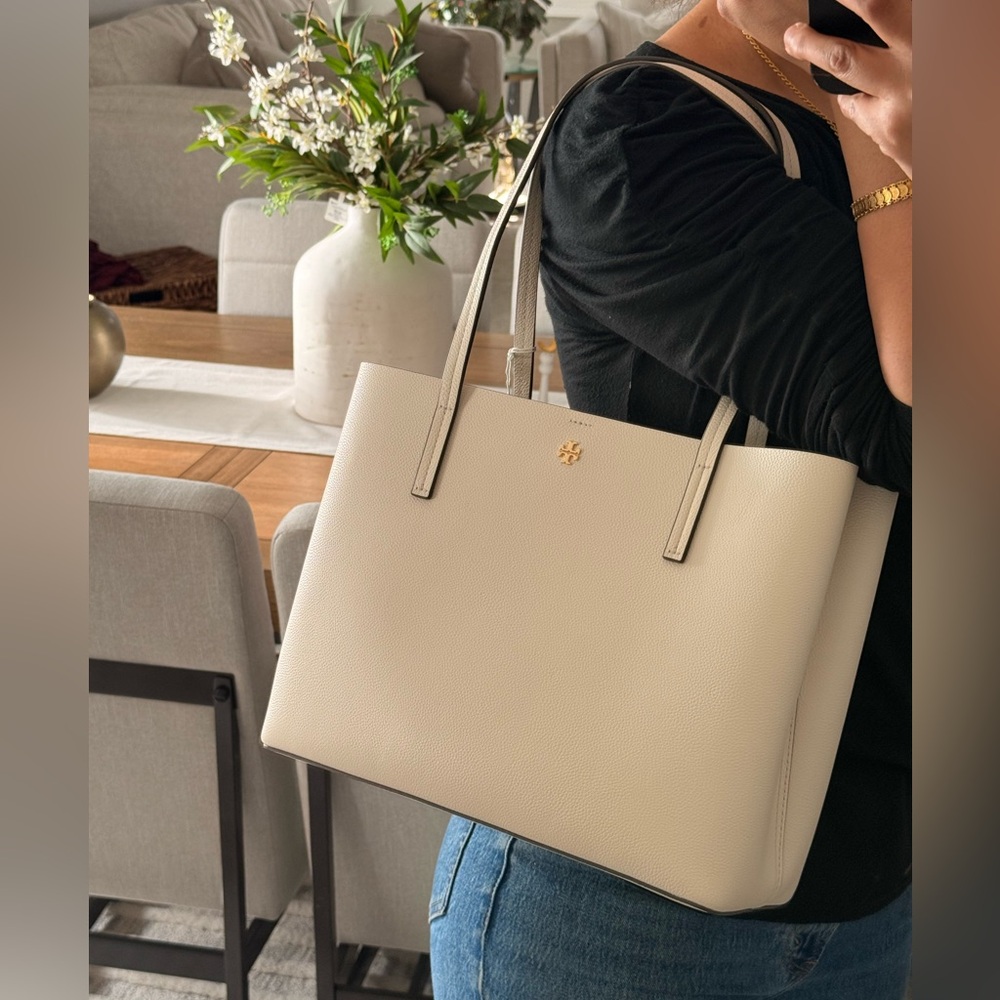 New tory burch Blake leather tote in new ivory - Picture 7 of 9